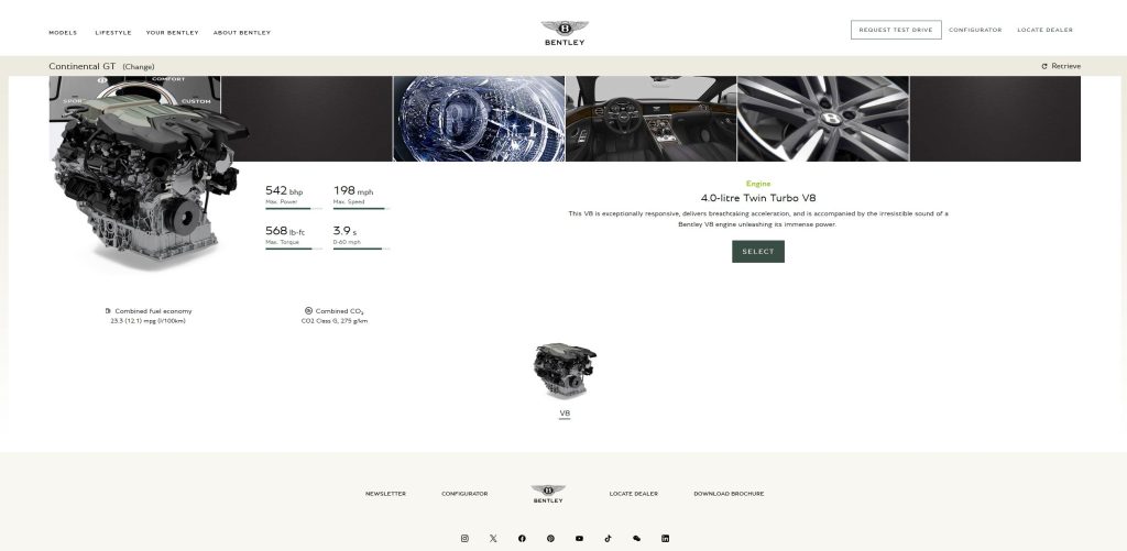 Bentley ordering page
