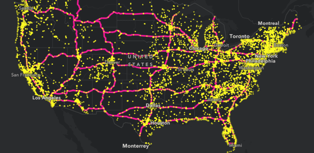 US charge network as of 2022