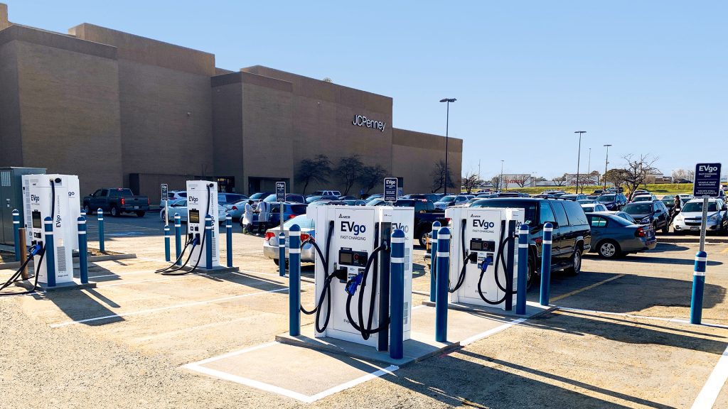 EV chargers at a shopping mall