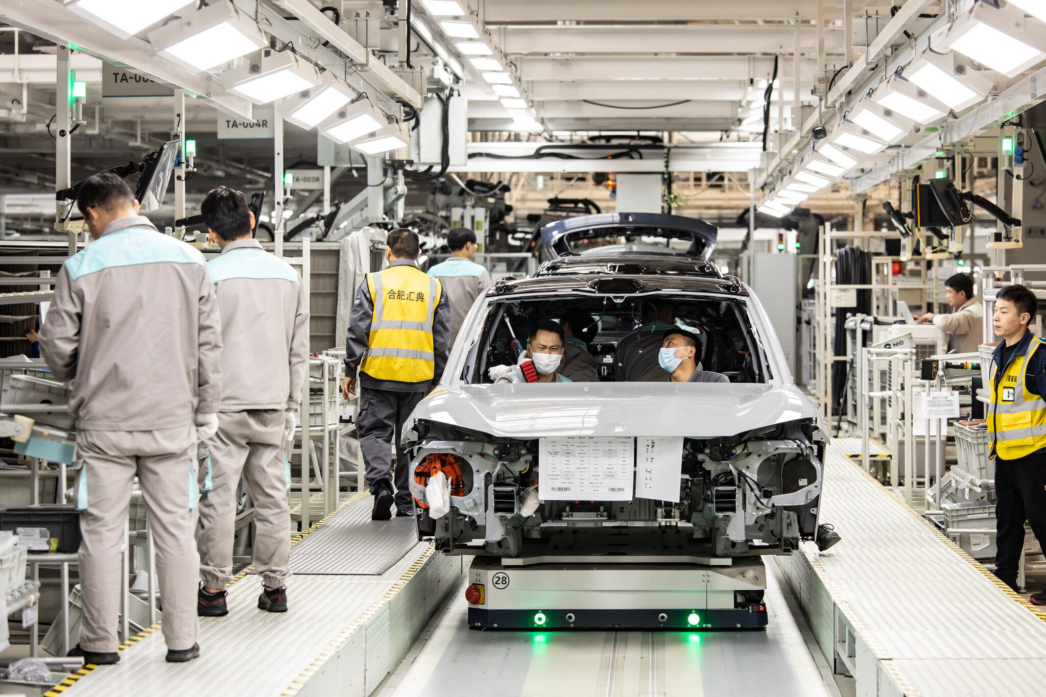 China EV works at manufacturing plant