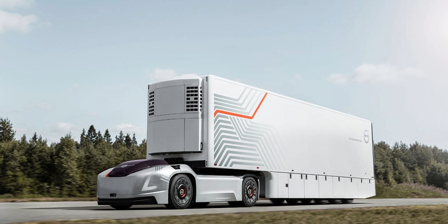 Three-quarter side view of a Volvo autonomous truck