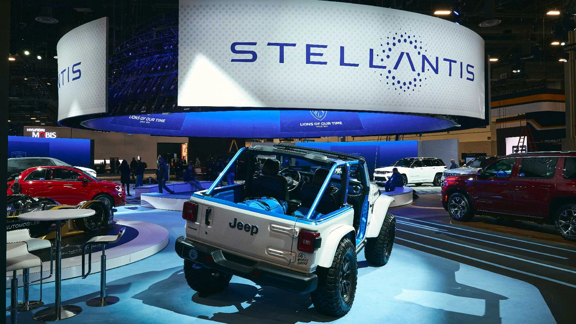 Stellantis brands at a car tradeshow