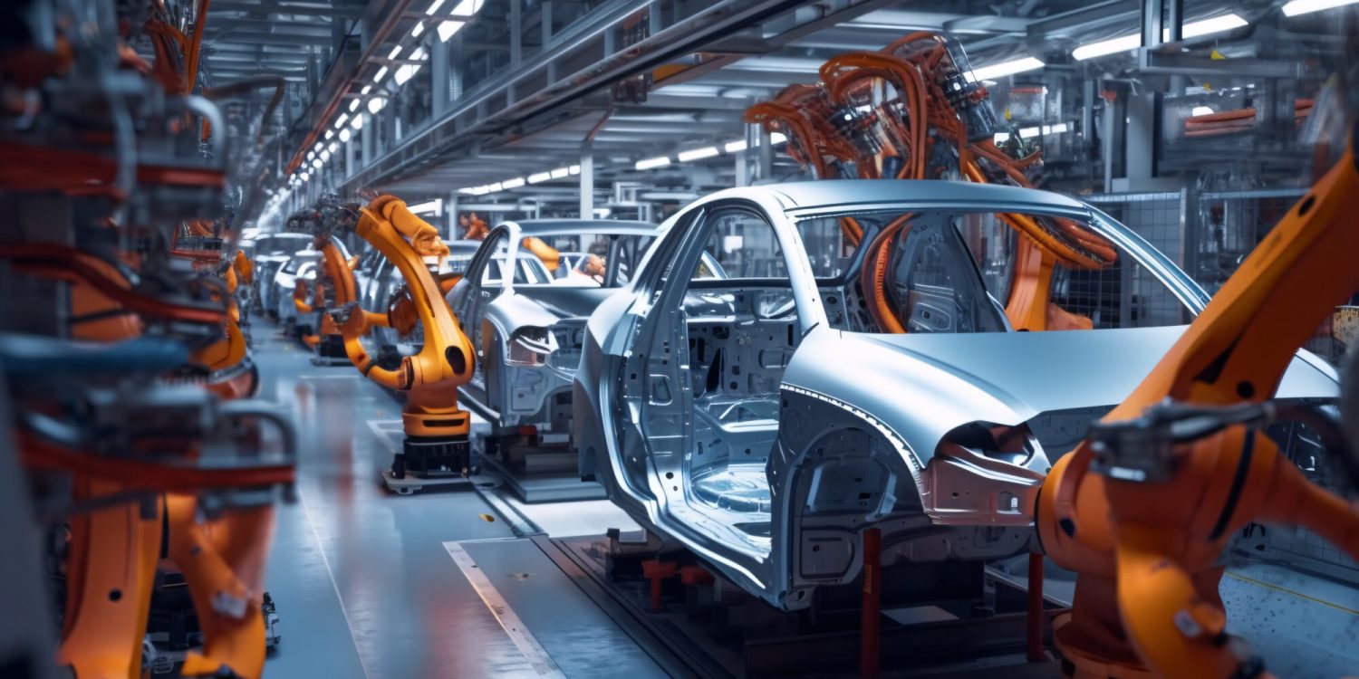 Assembly line at a car manufacturing plant