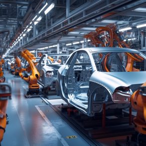 Assembly line at a car manufacturing plant