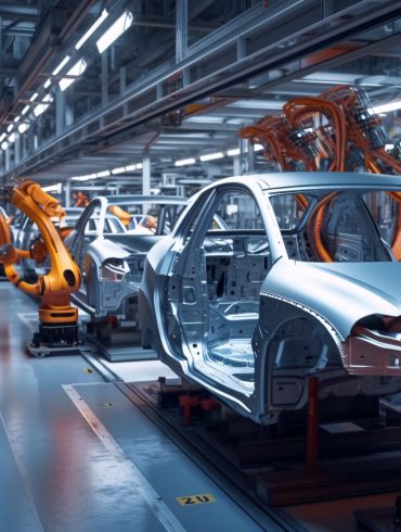 Assembly line at a car manufacturing plant