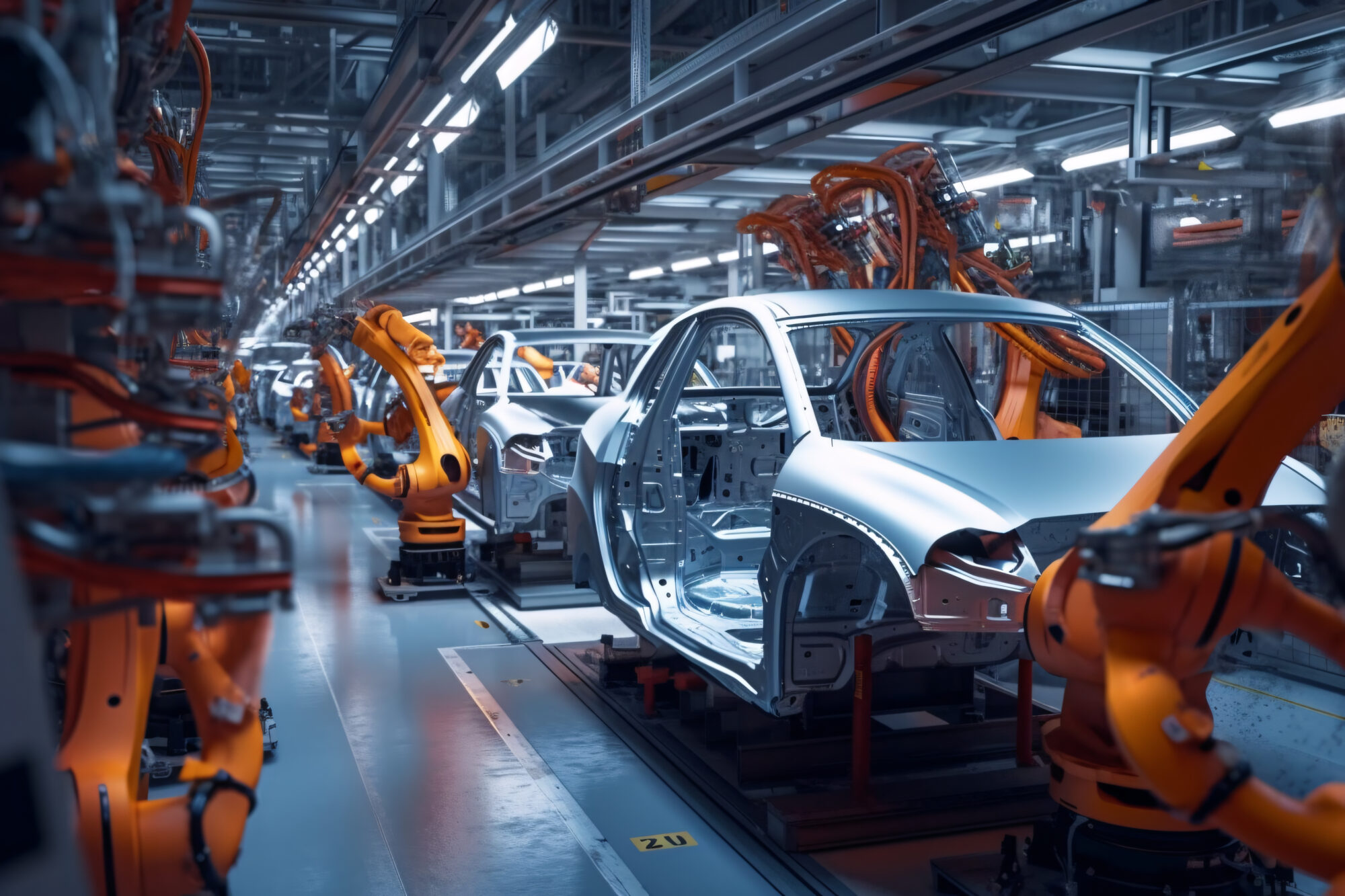 Assembly line at a car manufacturing plant