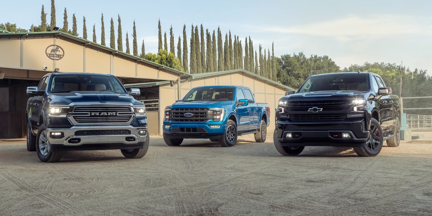 Ford F-150, Chevrolet Silverado and RAM 1500 side by side