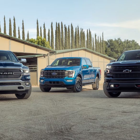 Ford F-150, Chevrolet Silverado and RAM 1500 side by side