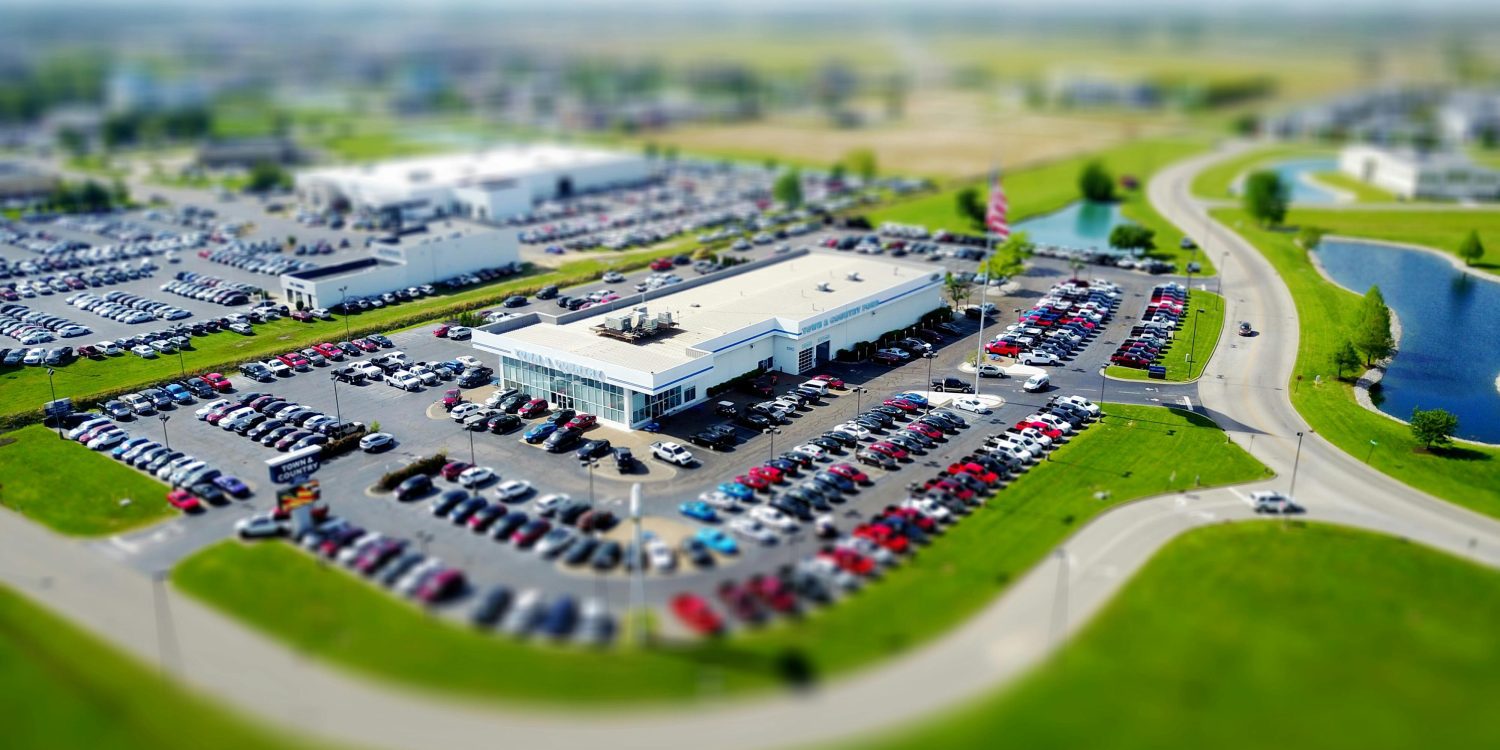 Car dealership from the air