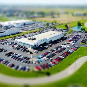 Car dealership from the air